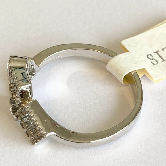 Cubic Zirconia Geometric Anniversary Ring Size 10 Silver Rhodium Plated BezelSet - Picture 11 of 14